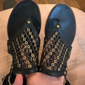 Vince Camuto Black and Gold Sandals
